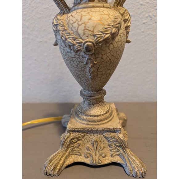 Berman Vintage Ornate Urn Table Lamp Crackle Glaze Resin 14" Neoclassical - Picture 5 of 12